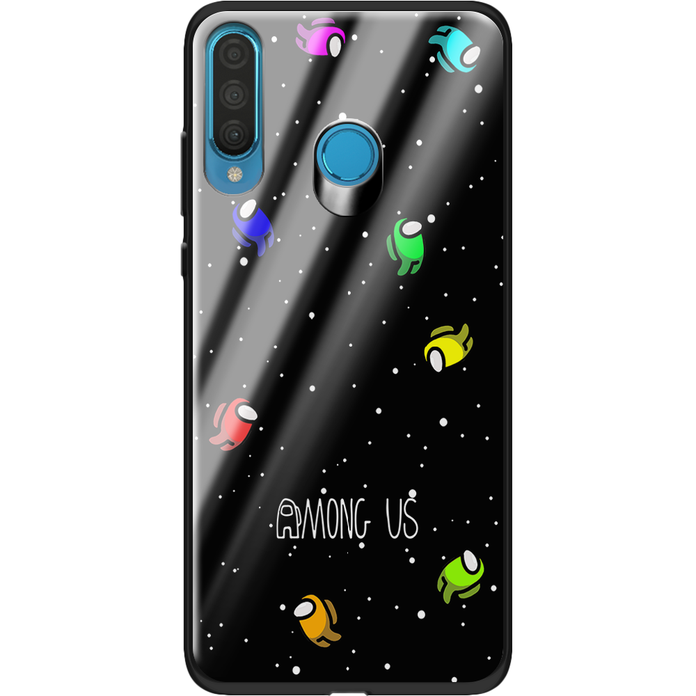 Чехол Boxface Huawei P30 Lite Among Us Invisible Черный силикон со стеклом (36871-bk76-37728)