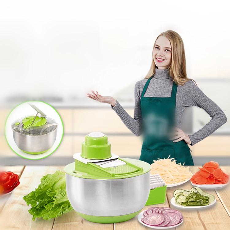 Кухонний подрібнювач продуктів SUNROZ Salad Spinner Slicer ручний Зелений (SUN4552) - фото 5