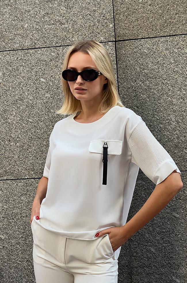 Блуза Lipar 2874 с рукавами гофре р. 42 Молочный (16916838)