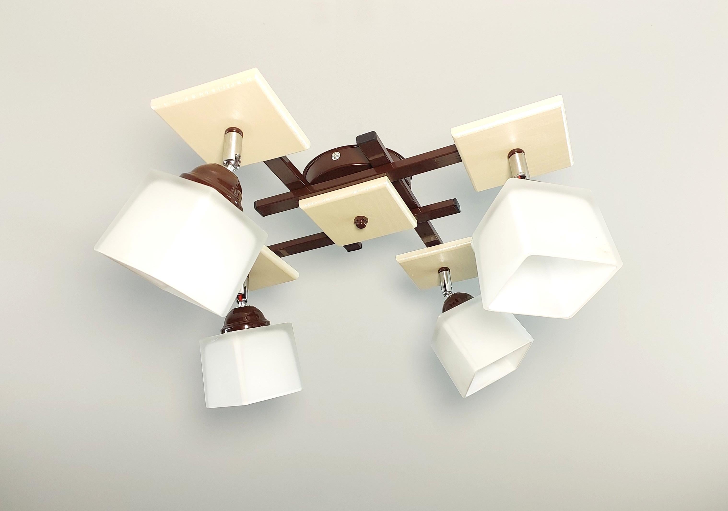 Люстра потолочная Оскар/4 на 4 поворотных плафона Коричневый/Бежевый