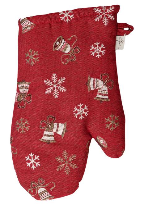 Рукавиця новорічна з люрексом Дзвіночки Червоний (36846)
