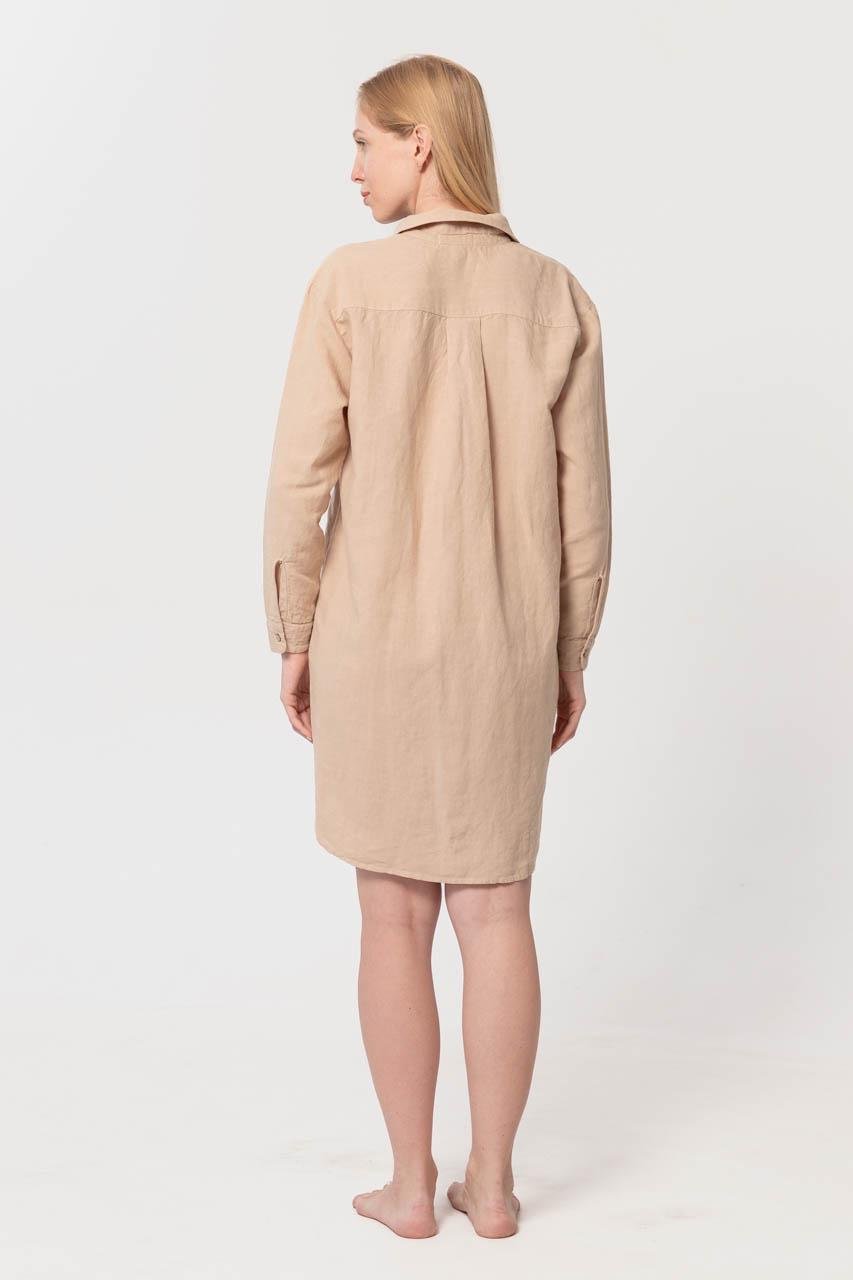 Рубашка домашняя Lotus Home Bruma длинная из льна S Бежевый (26843102) - фото 4 Рубашка домашняя Lotus Home Bruma длинная из льна S Бежевый (26843102) - фото 4