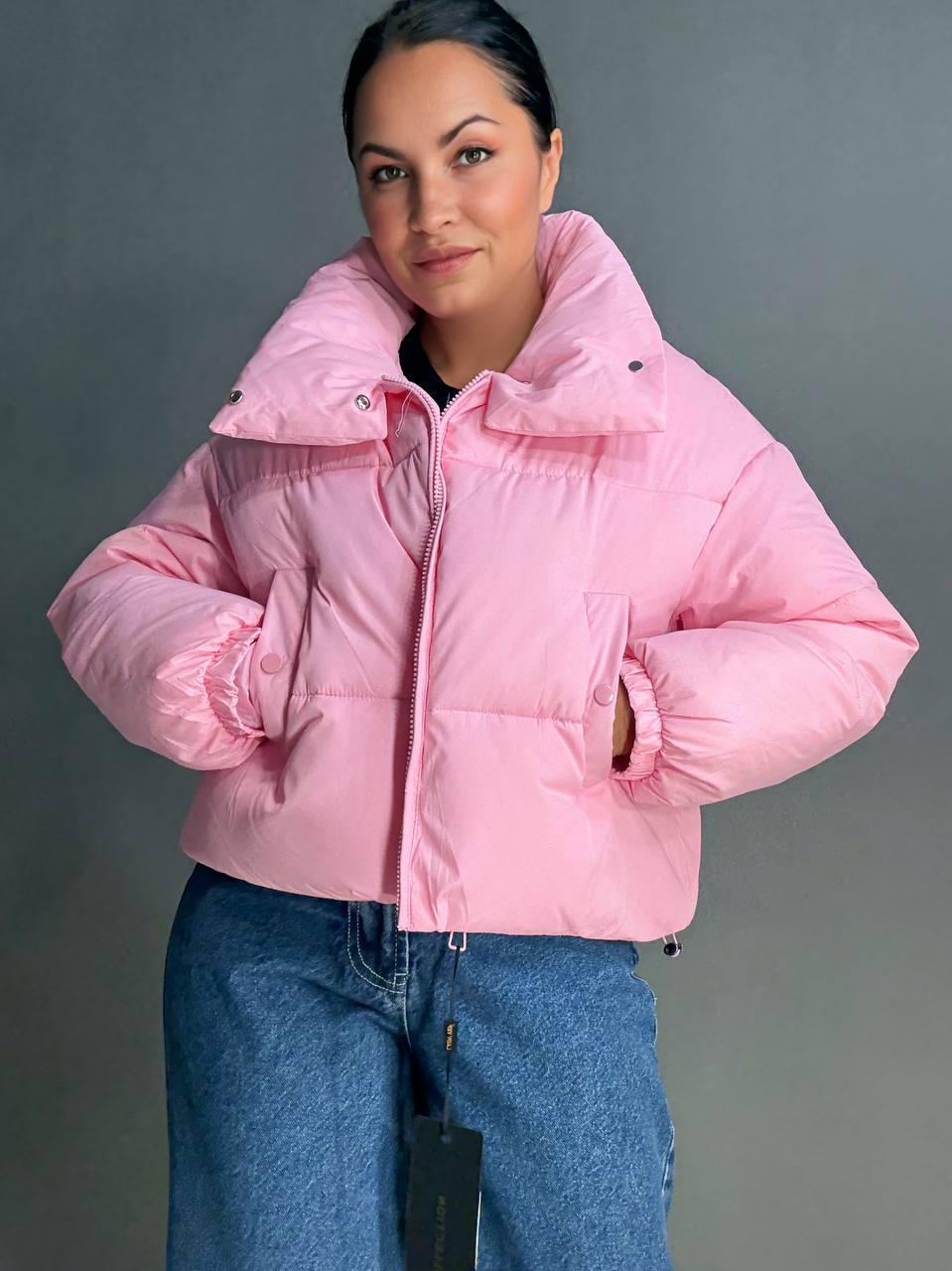 Куртка женская LADY YEP 10043 короткая на молнии с воротником р. 42 Розовый (4823) - фото 4