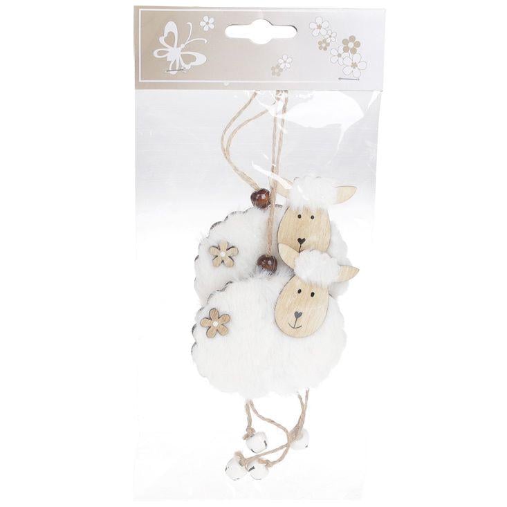 Декор великодній на підвісі BonaDi Овечка 23 см 2 шт Білий (781-979)