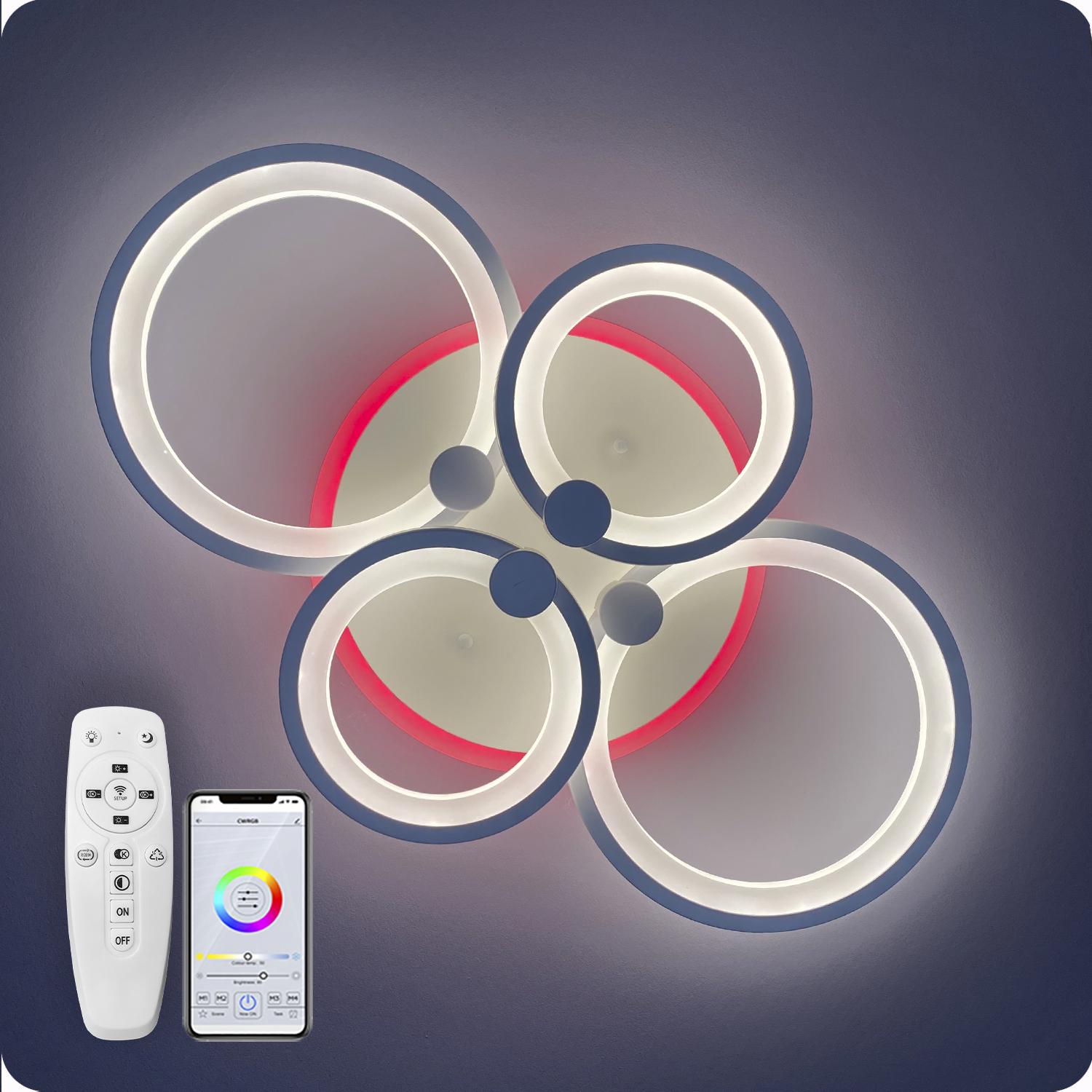 Люстра світлодіодна 517 Dlight 3color з пультом 80 Вт Білий (02081) - фото 5 Люстра світлодіодна 517 Dlight 3color з пультом 80 Вт Білий (02081) - фото 5