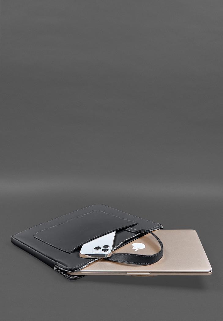 Чехол кожаный с ручками для ноутбука 13" Черный (A-028251) - фото 8 Чехол кожаный с ручками для ноутбука 13" Черный (A-028251) - фото 8