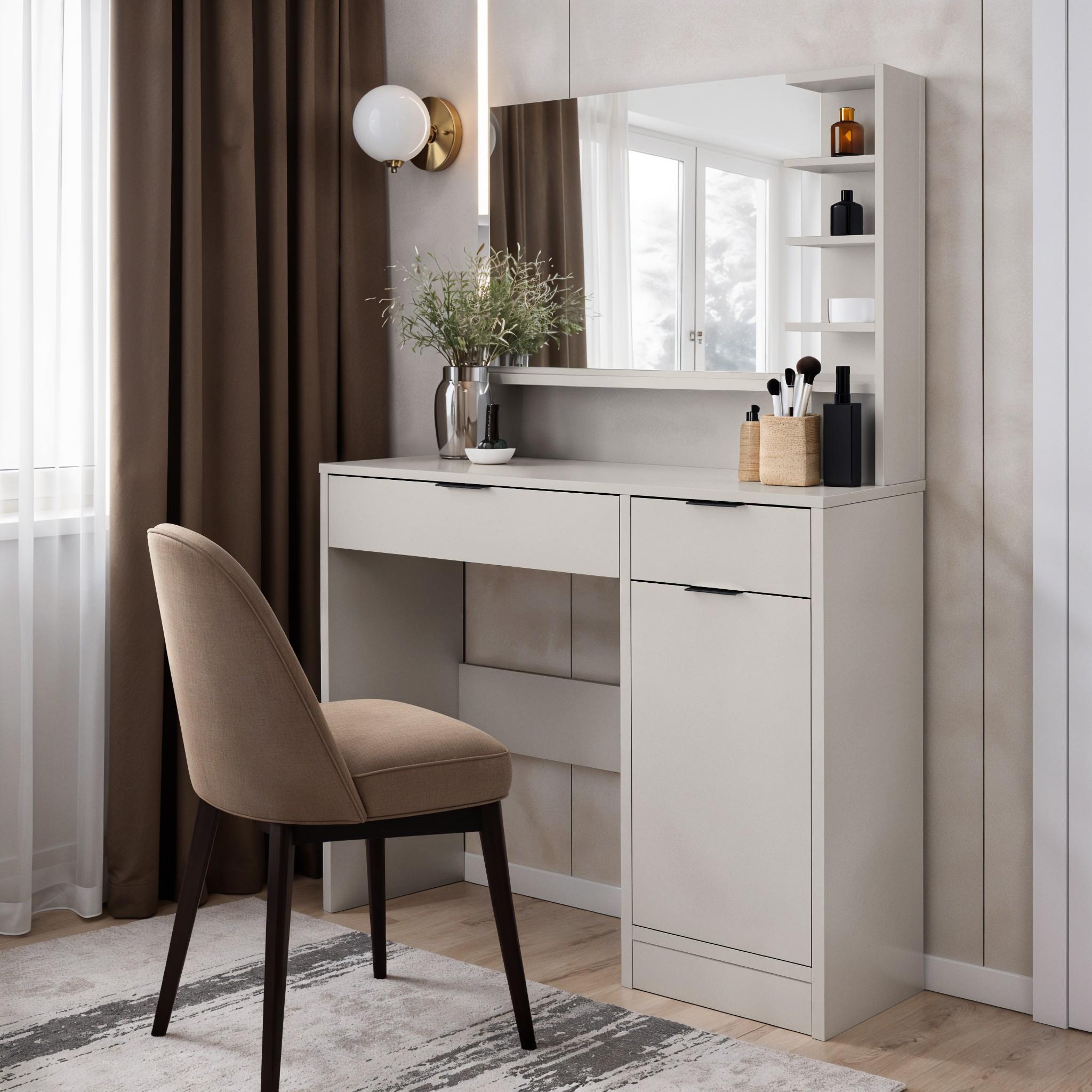 Туалетный столик с зеркалом Estelle 900x380x1350 мм Кашемир (DRS-011473)