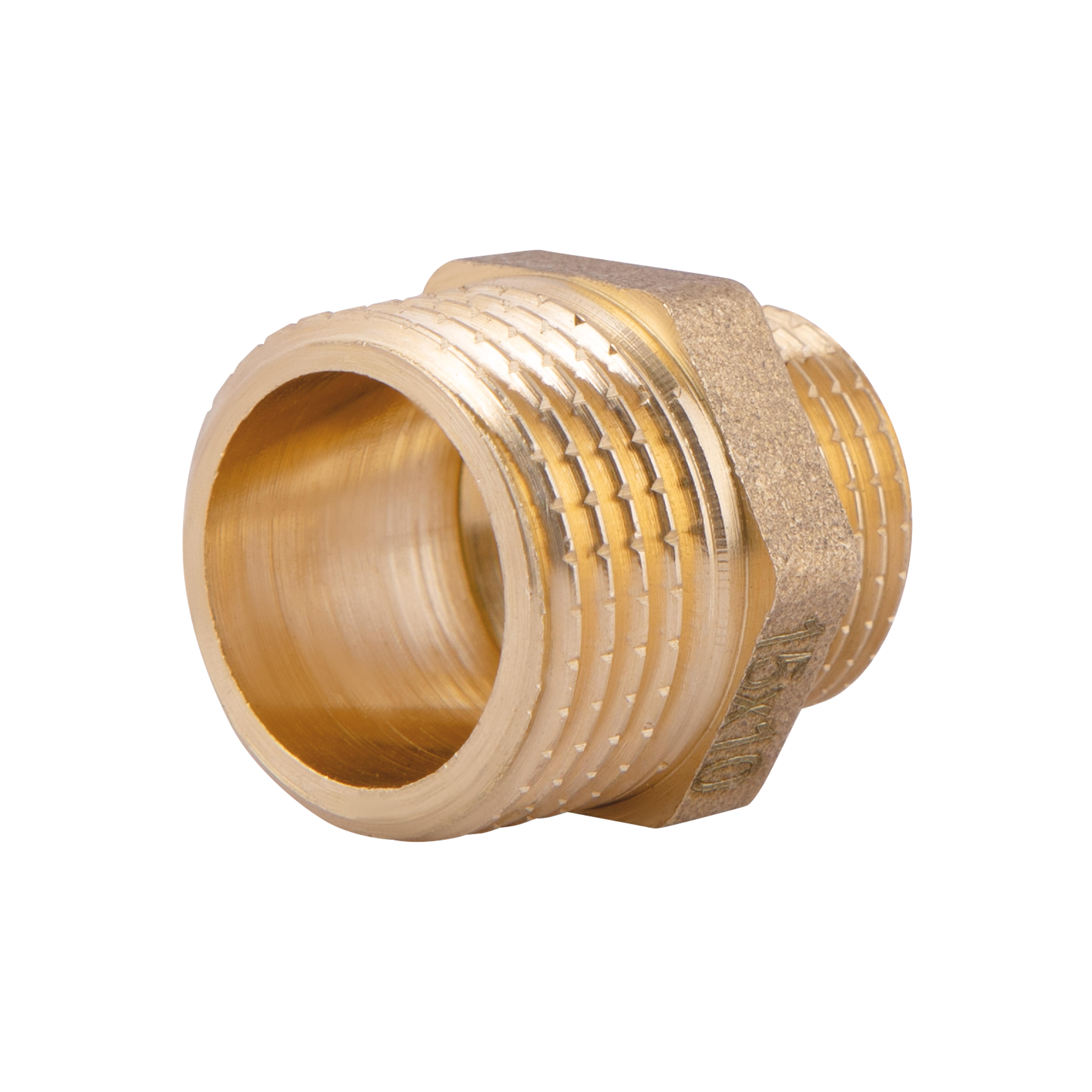 Ниппель латунный редукционный Thermo Alliance Standart 1/2"Зх3/8"С Желтый (SD408159)