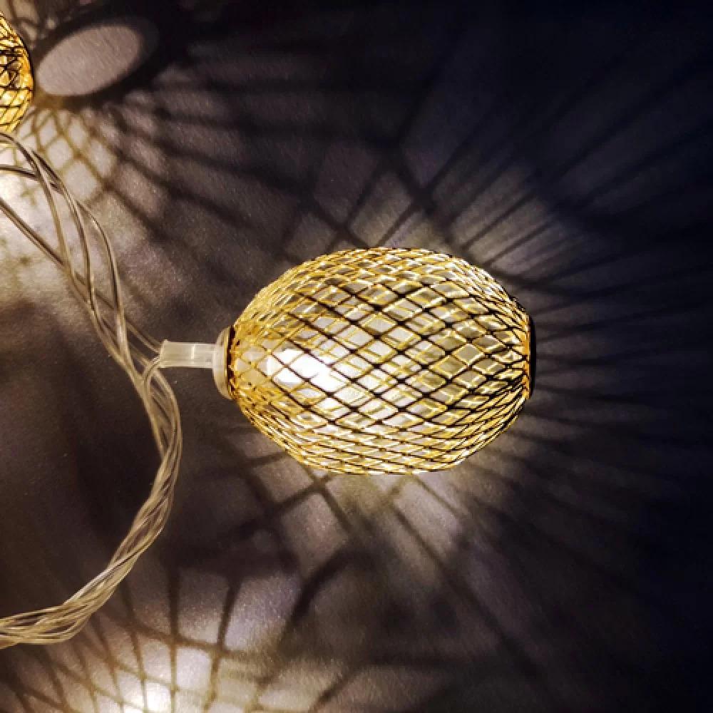 Гирлянда Овал большой сетка LED 20 Золотой (1-114)