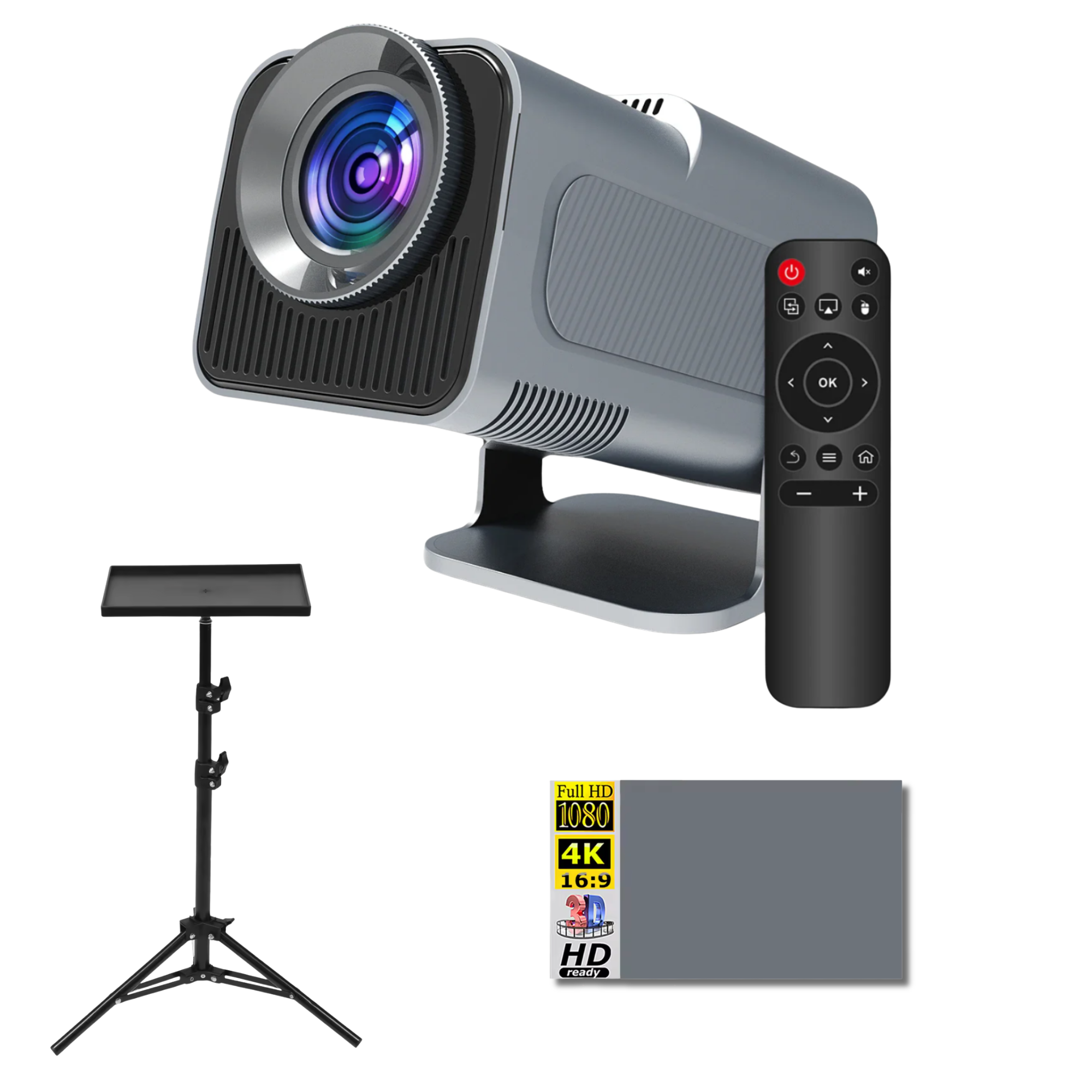 Проектор Magcubic HY320 FullHD 1080P Allwinner H713 BT5.0 Android 11 Dual Wi-Fi6 4K экран 100" штатив 1,1 м Grey (GS-279)