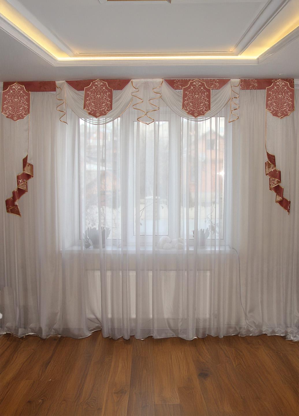 Ламбрекен жесткий Firanka Damask Корона 3 м Розовый (141_2ж)