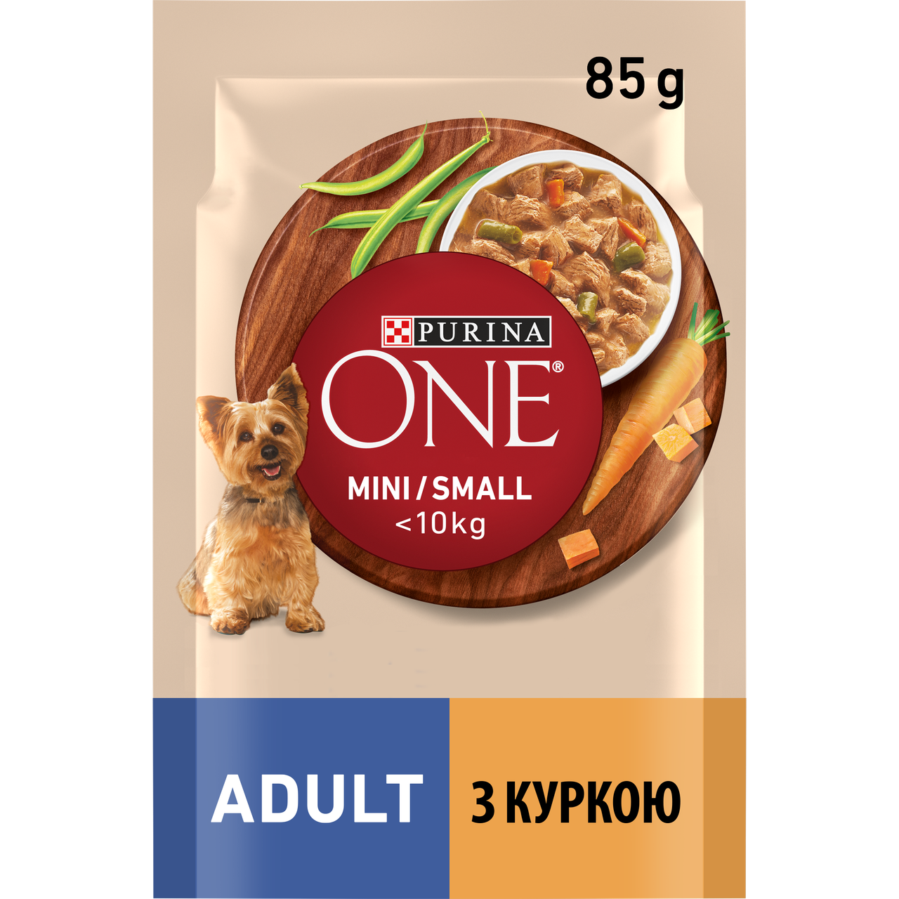 Вологий корм для дорослих собак Purina One Mini в соусі з куркою 85 г (8445290298263)