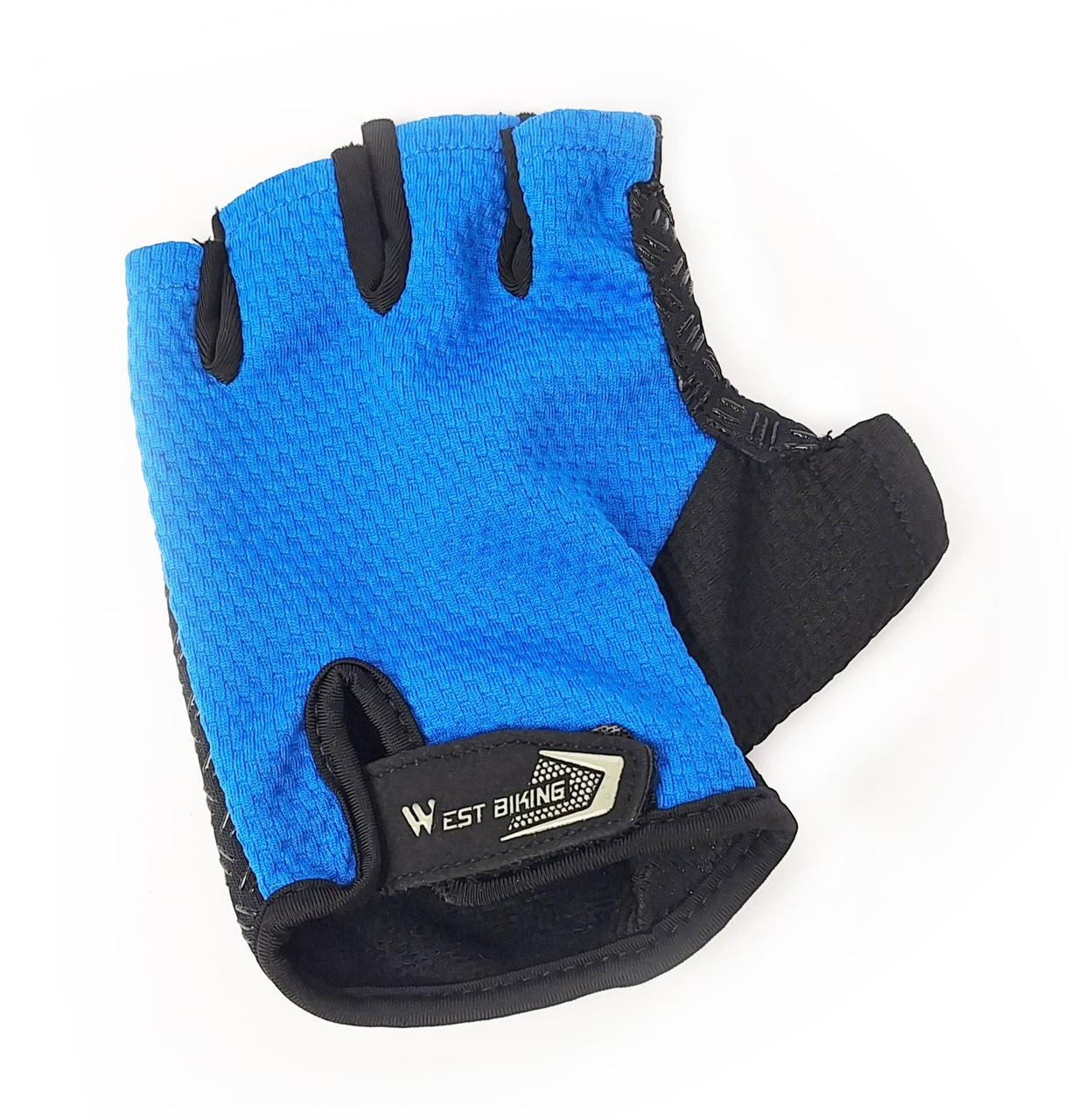 Велоперчатки West biking YP0211248 с короткими пальцами ХL Black/Blue (G0001093)
