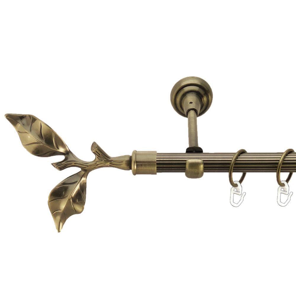 Карниз металлический Orvit Листок Розы однорядный открытый/рифленая труба/кольцо металлическое Антик 19 мм 240 см (00-00021973)