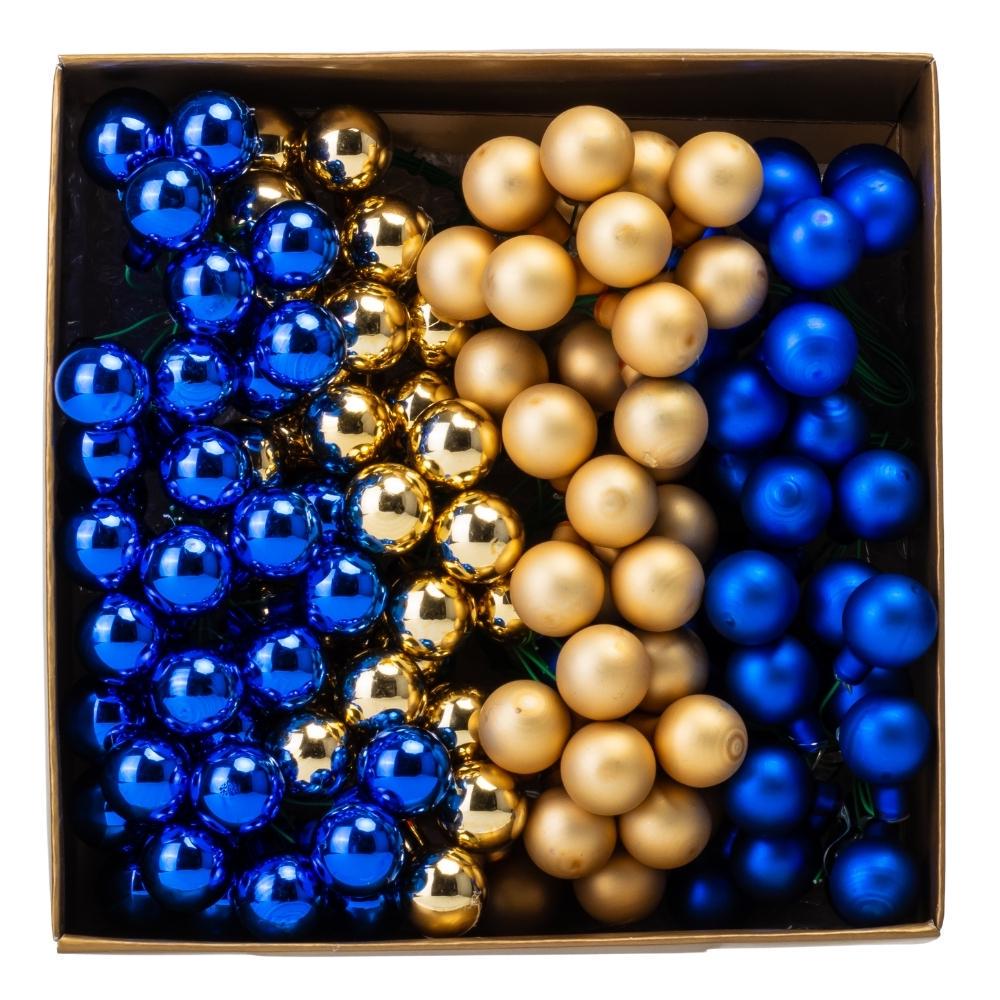 Набір ялинкових кульок Зимові ягідки 2 см х 144 шт. Синьо-золотий (6024-018) - фото 1 Набір ялинкових кульок Зимові ягідки 2 см х 144 шт. Синьо-золотий (6024-018) - фото 1