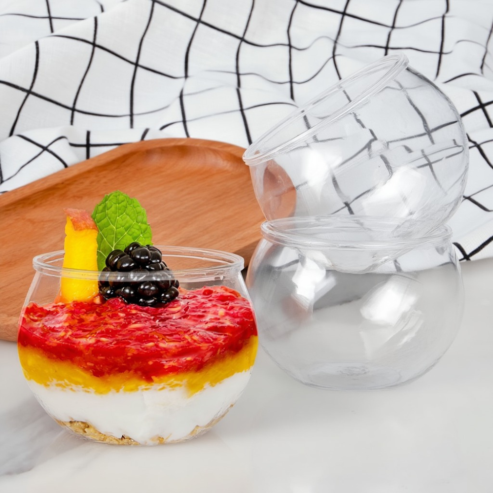 Набор стаканов десертных пластиковые многоразовые крепкие круглые для фуршетов для десертов 75 мл 10 шт. Прозрачный
