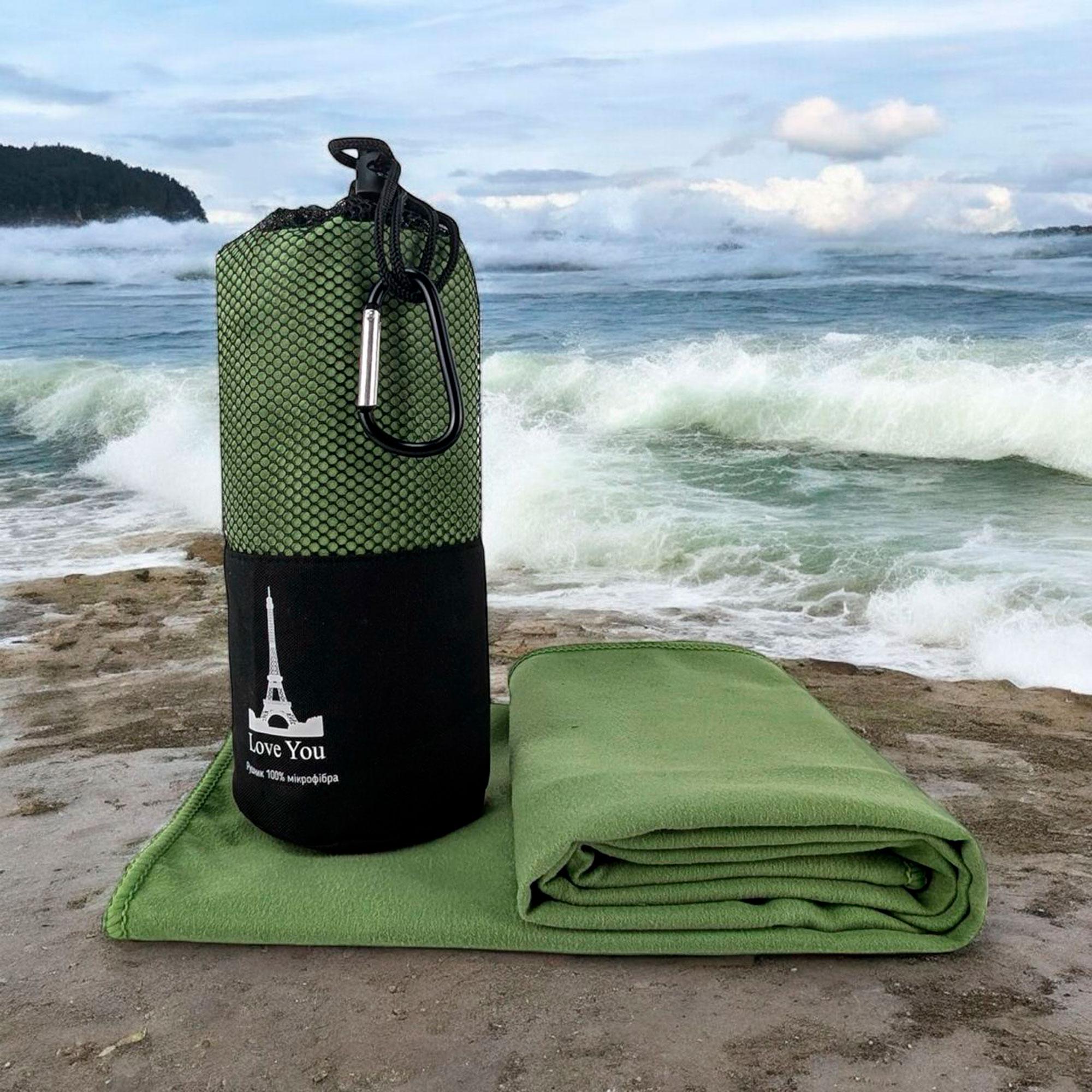 Рушник з мікрофібри спортивний з чохлом Love You 80х180 см Зелений (60149) - фото 8 Рушник з мікрофібри спортивний з чохлом Love You 80х180 см Зелений (60149) - фото 8