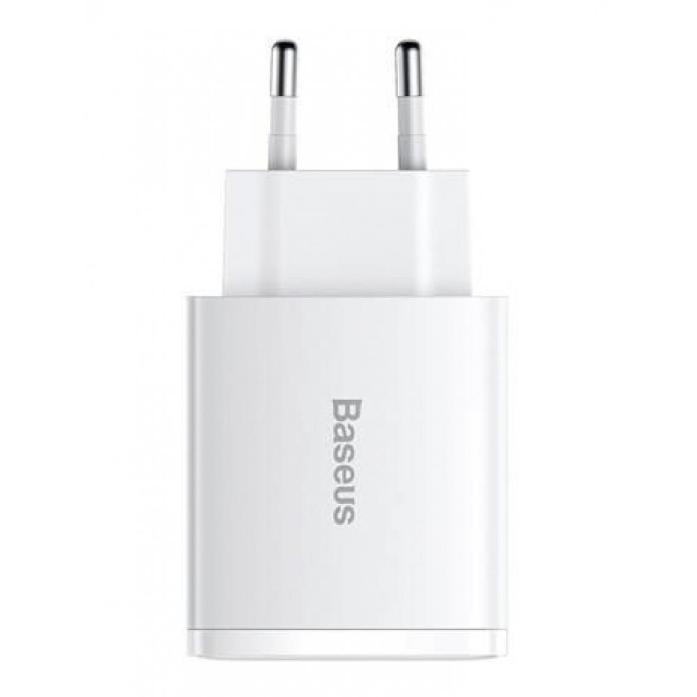 Зарядное устройство сетевое BASEUS Compact Quick Charger 30W QC/PD 1Type-C/2USB Белый (33373 white) - фото 2