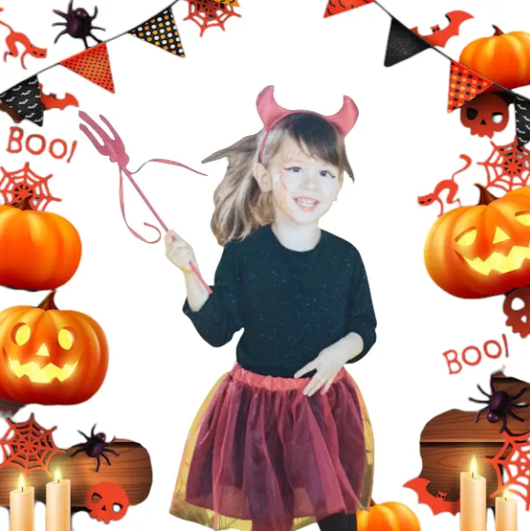 Костюм для Хэллоуина для девочки Черт 3-5 лет Красно-черный (688598) - фото 2 Костюм для Хэллоуина для девочки Черт 3-5 лет Красно-черный (688598) - фото 2