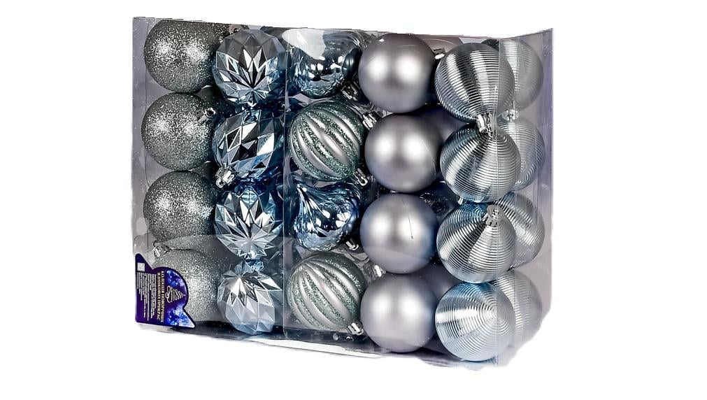 Елочные новогодние шарики 9665 пластиковые 6 см 40 шт. (609077)
