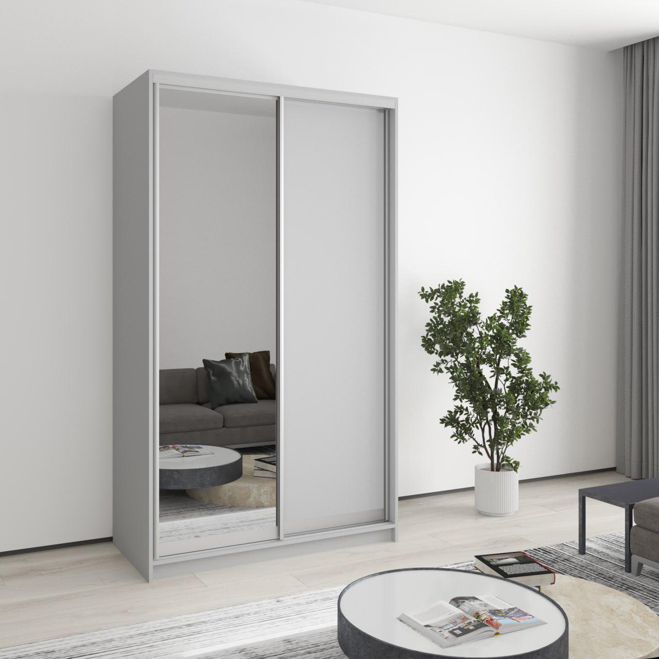 Шкаф-купе двухдверный MebelStar Стандарт AL ДСП/зеркало 120x60x210 см Серая мышка (MBS-4314)