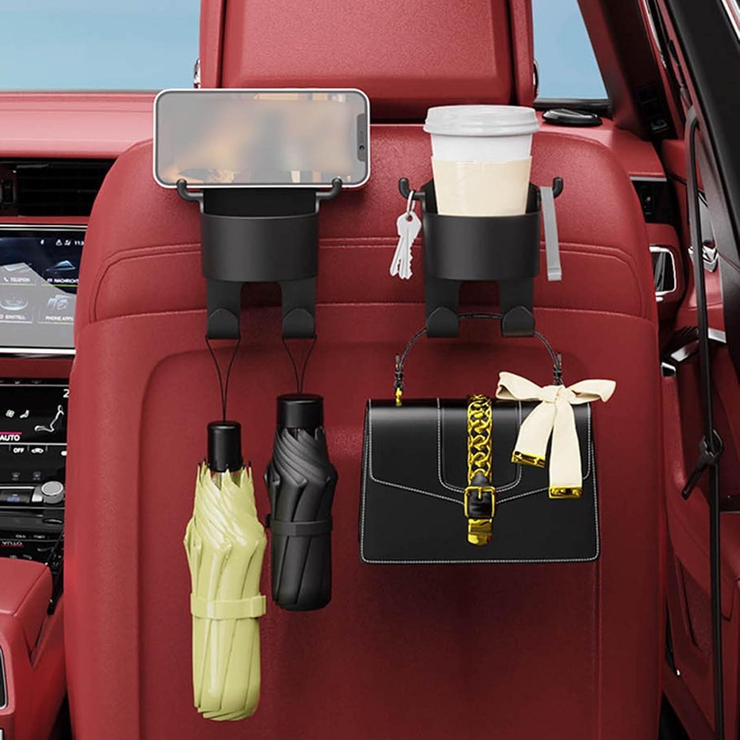 Органайзер автомобильный для стакана с двумя крючками и подставкой под телефон пластиковый Черный (D-0055) - фото 6 Органайзер автомобильный для стакана с двумя крючками и подставкой под телефон пластиковый Черный (D-0055) - фото 6