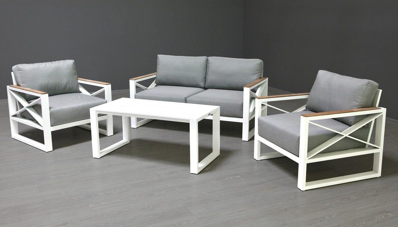 Комплект садовой мягкой мебели в стиле Loft с металлическим каркасом Серый (KS-1238)