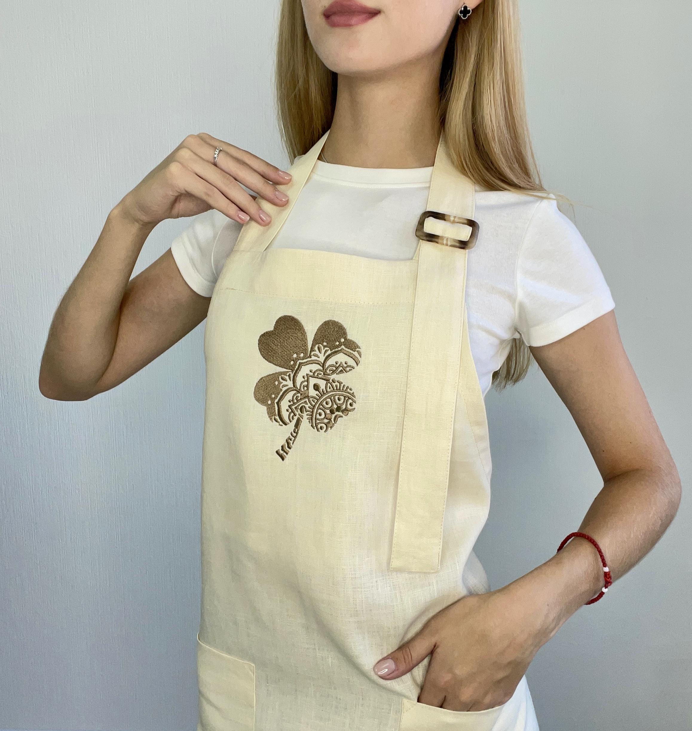 Фартук с вышивкой Клевер Белый (30087319) - фото 3 Фартук с вышивкой Клевер Белый (30087319) - фото 3