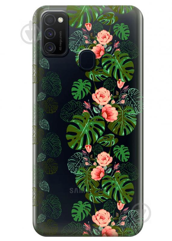 Прозрачный силиконовый чехол iSwag для Samsung Galaxy M21 с рисунком - Тропические листья (M1766) Прозрачный силиконовый чехол iSwag для Samsung Galaxy M21 с рисунком - Тропические листья (M1766)