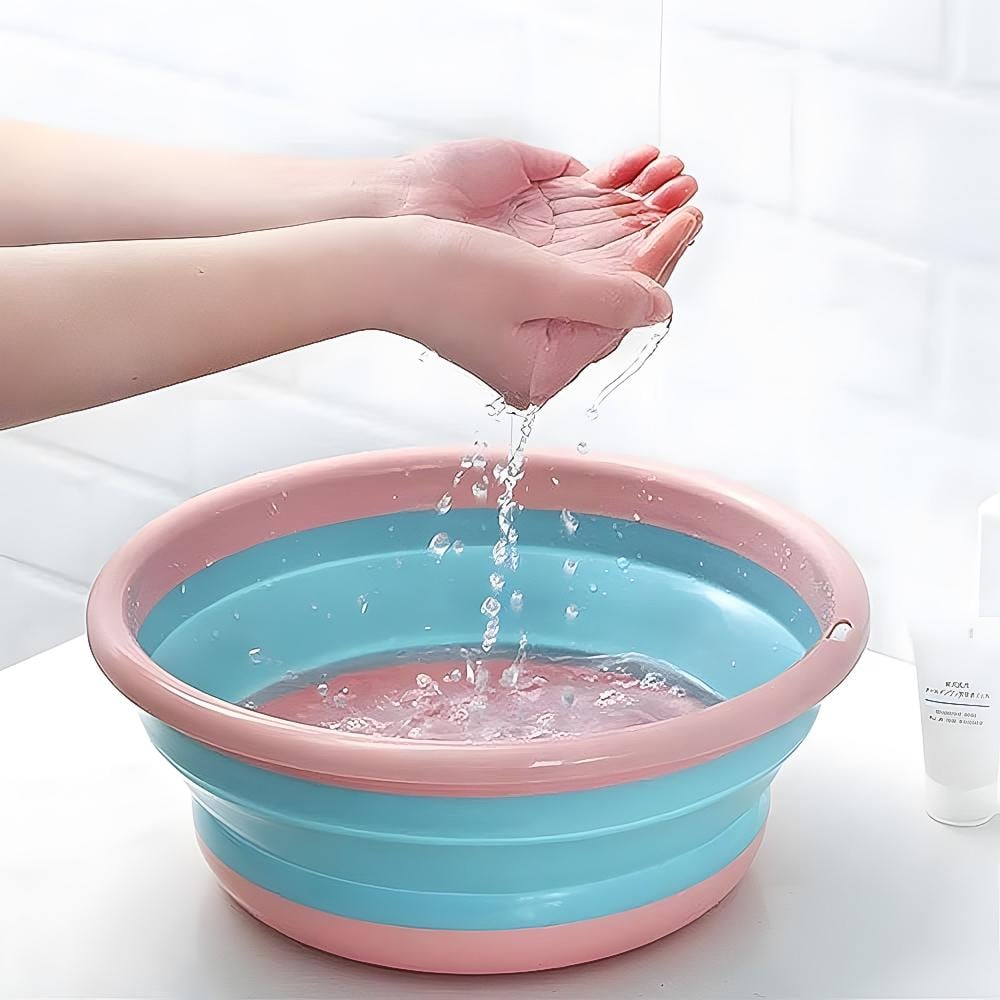 Таз-миска складаний пластиковий 23x20x8,5 см Рожевий - фото 2