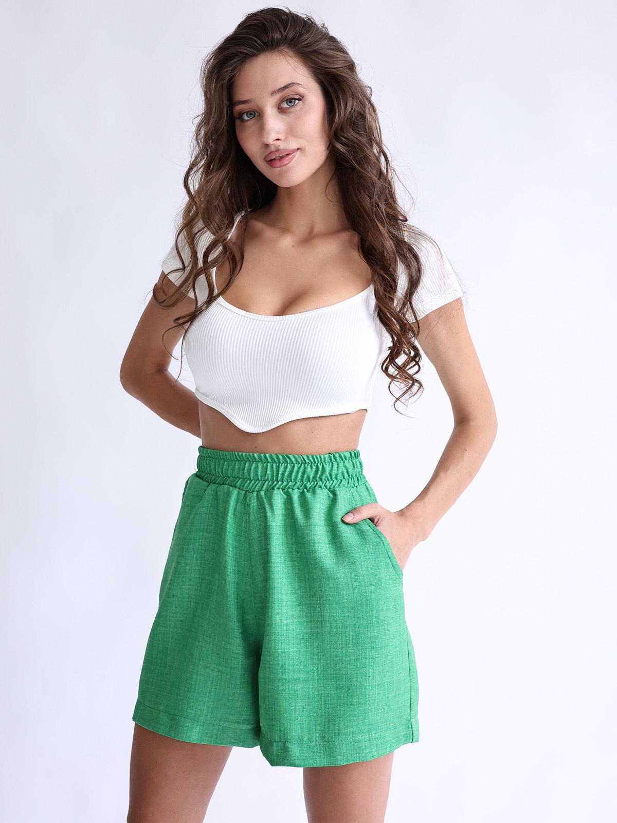 Шорти лляні жіночі Зелений (LIN-170720/10)