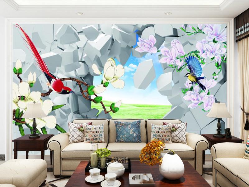 Фотообои 3D флизелиновые цветочные для спальни/зала/кухни Кубики и цветы