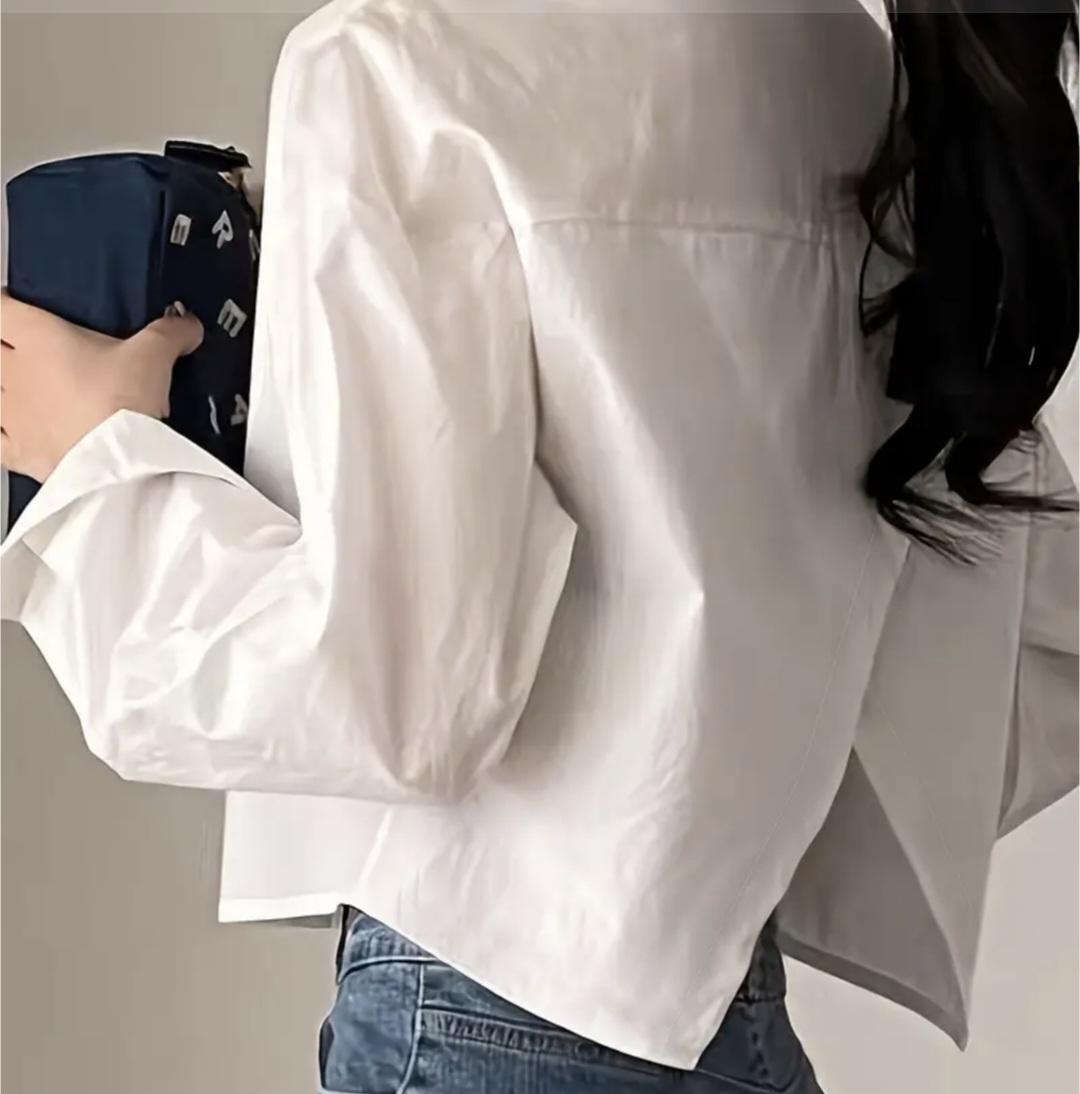 Блузон жіночий короткий з запахом на спині L Білий (00132) - фото 3 Блузон жіночий короткий з запахом на спині L Білий (00132) - фото 3