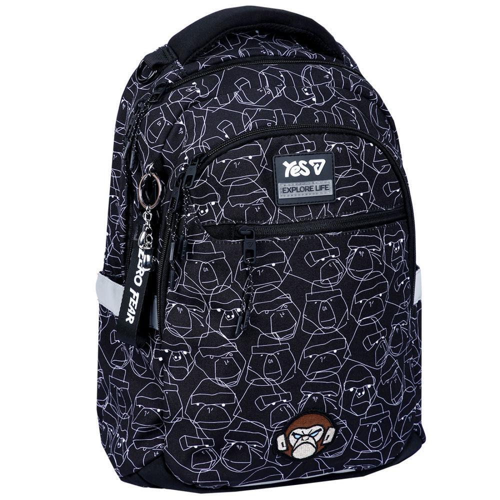 Рюкзак шкільний YES Monkey 42x27x14 см 15,9 л Сірий (550333)