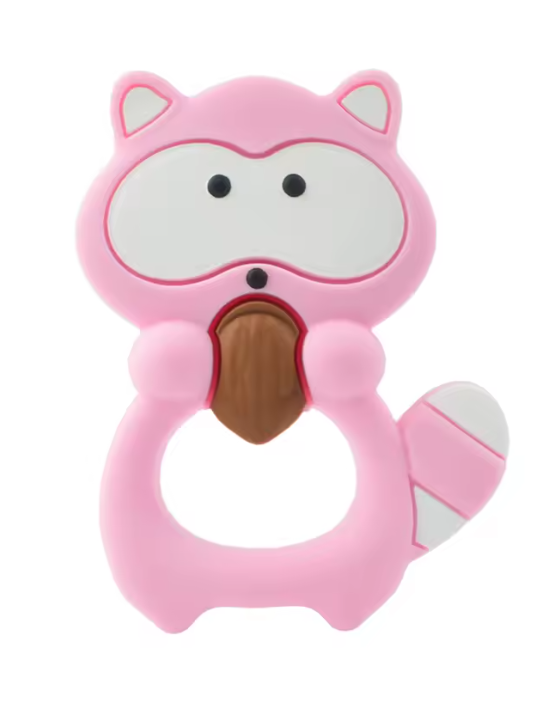 Прорезыватель для зубов силиконовый Mommy Bag Енотик с орешком Розовый (111469)