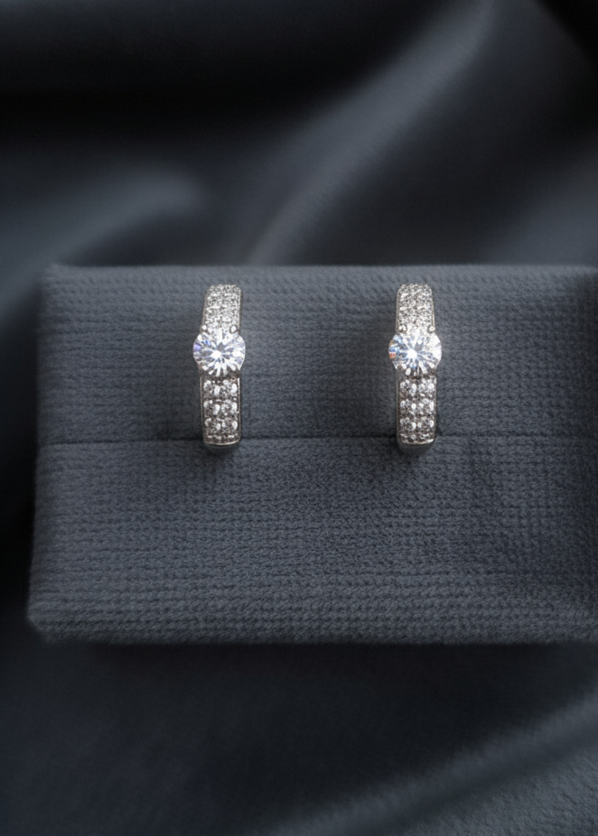 Сережки з інкрустацією Твій образ Доріжка солітер 925 проби (386)