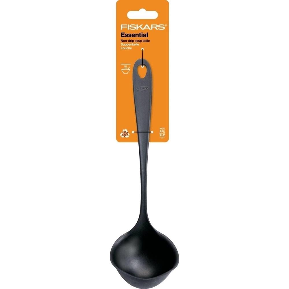 Ополоник Fiskars Essential пластик 28 см Черный (1065594)