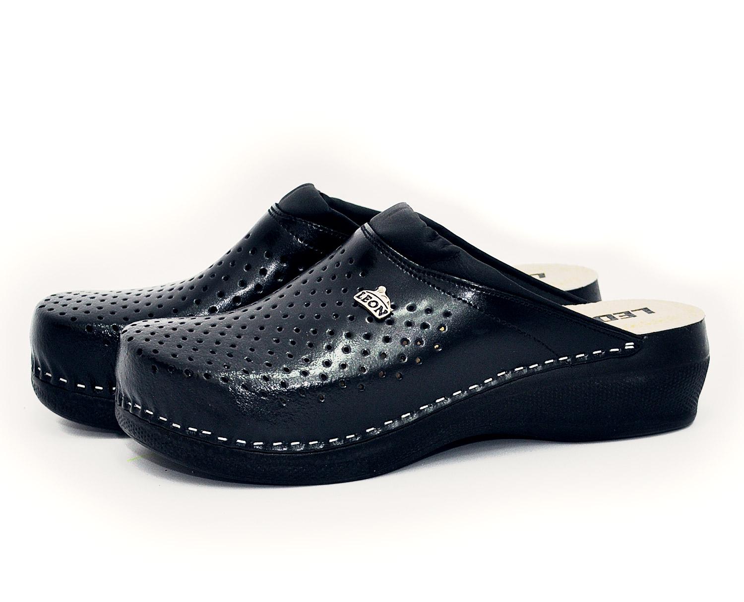 Женские сабо кожаные Leon PU100 р. 36 Черный - фото 5