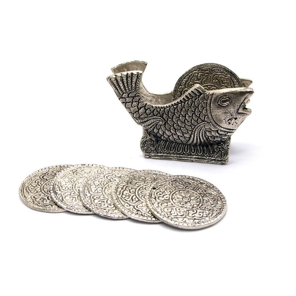 Підсклянники металеві Непал Риба 12х8,5х4 cм 6 шт. (25887)