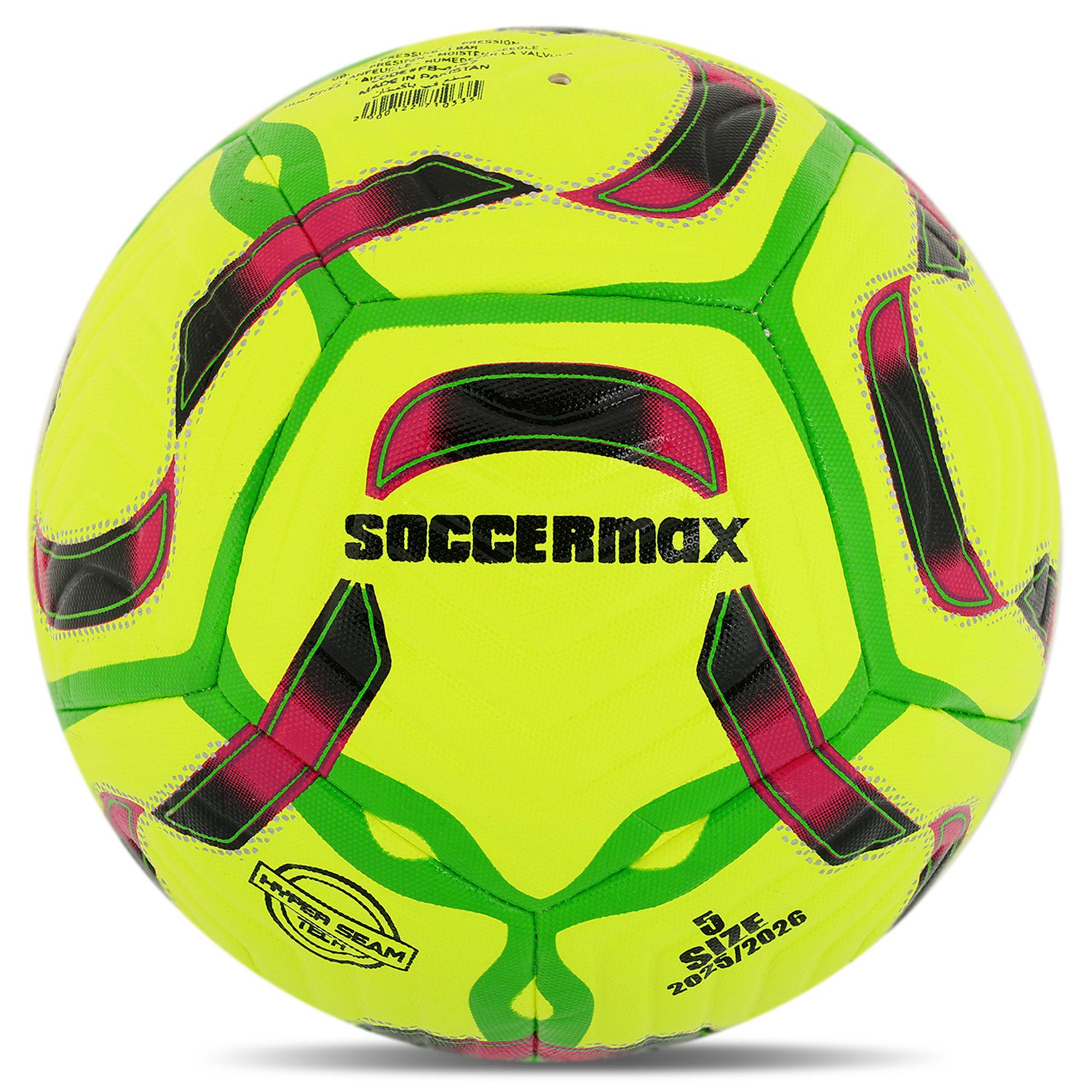 Мяч футбольный ламинированный SOCCERMAX HYBRID FB-4167 гибридная сшивка PU №5 Желтый (FB-4167_Желтый)