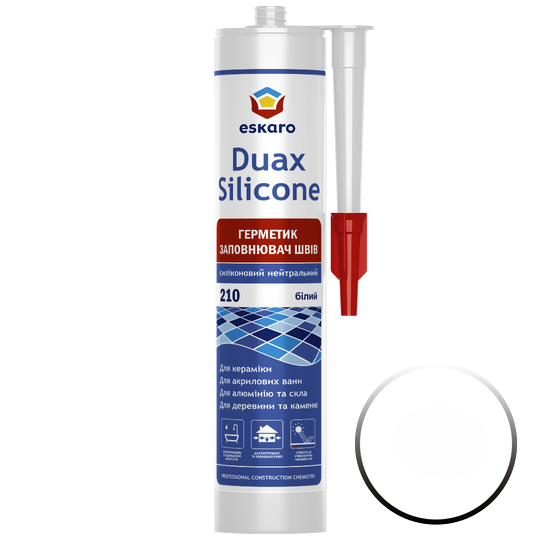 Герметик заповнювач швів Eskaro Duax Silicone №210 силіконовий нейтральний 300 мл Білий (2602644620)