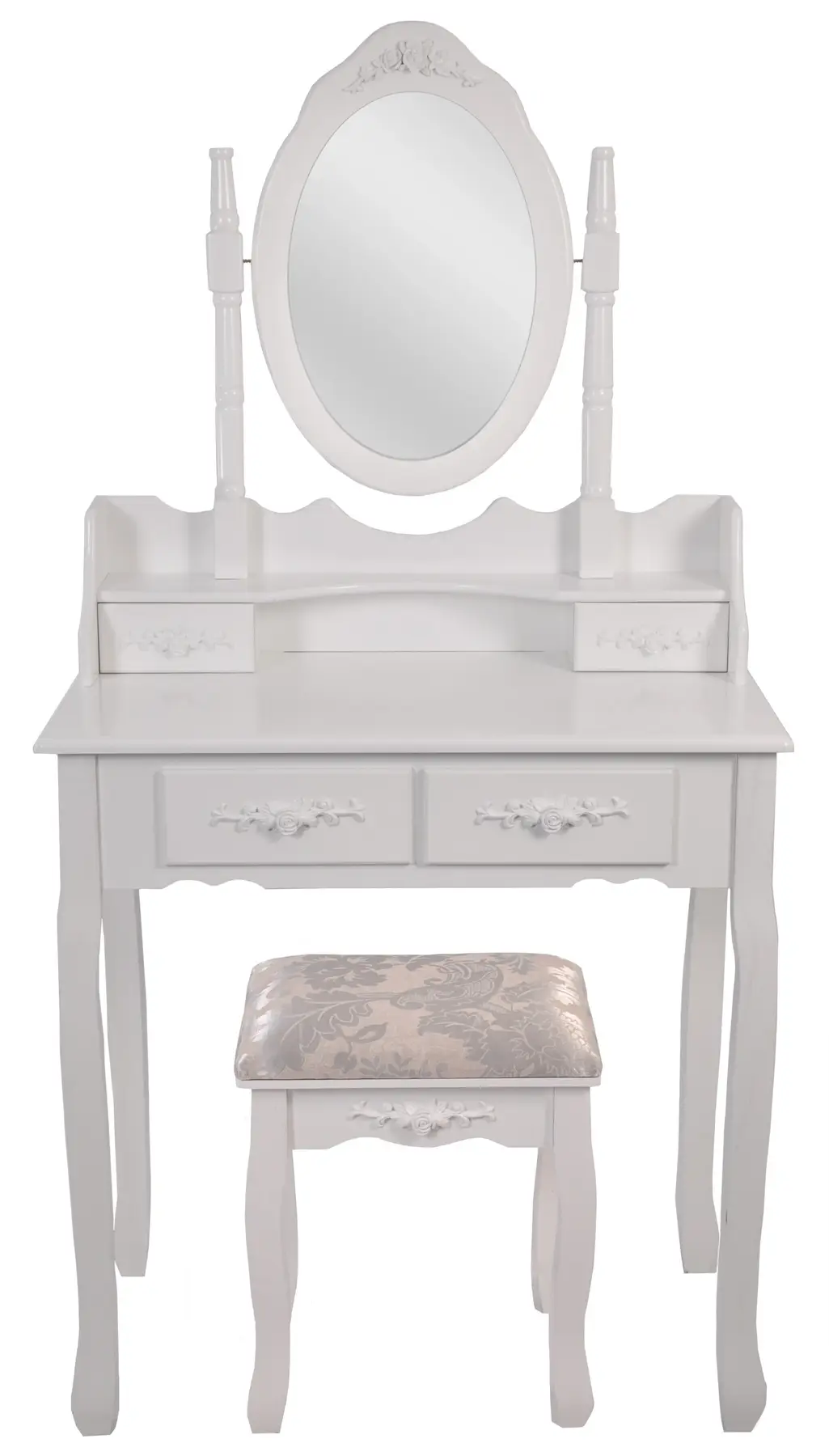 Столик туалетний Bonro В-011 з МДФ з 4 шухлядами та сірою табуреткою 138х71х40 см Білий (124-76-20000014) Столик туалетний Bonro В-011 з МДФ з 4 шухлядами та сірою табуреткою 138х71х40 см Білий (124-76-20000014)