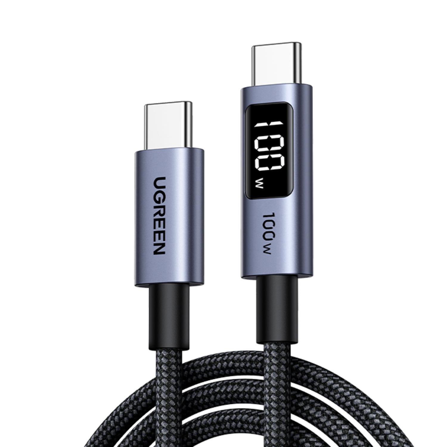 Кабель USB-C на USB-C UGREEN L529 1 м PD до 100 Вт USB 2.0 до 480 Мбит/с с дисплеем мощности с поддержкой PPS Черно-серый (65862)