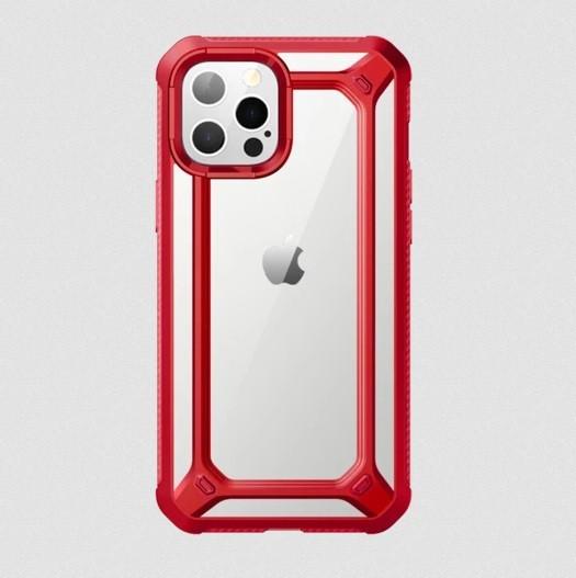 Противоударный чехол прозрачный i-Blason Exo для Iphone 12 Pro Max (6.7") Red