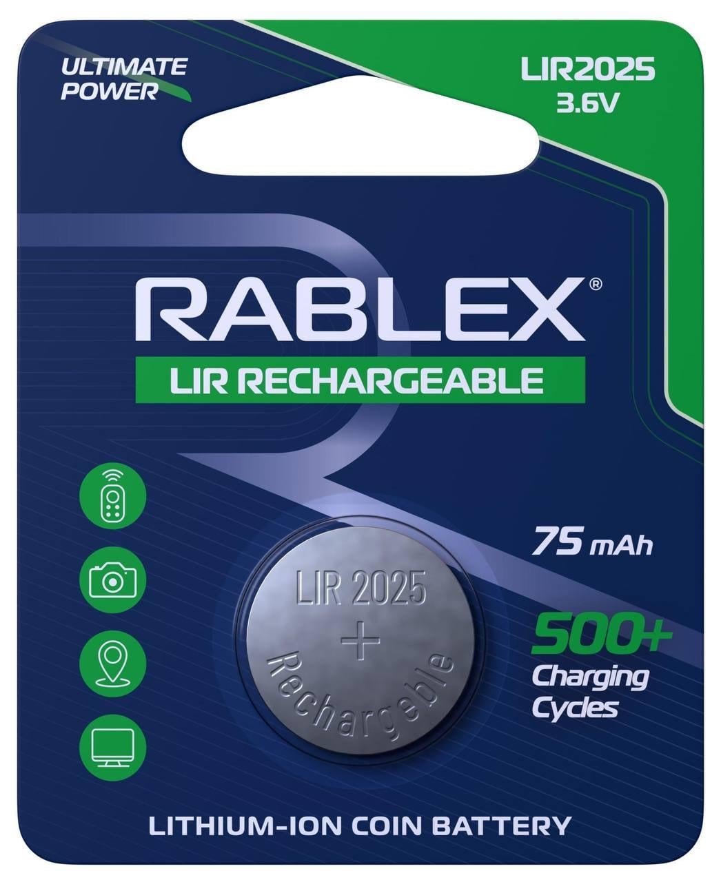 Батарейка акумуляторна Rablex LIR2025 3,6 V 75 mAh (2227)