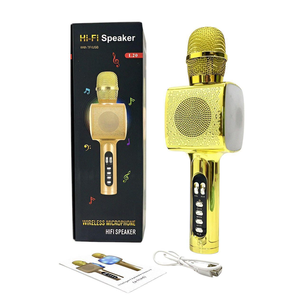 Караоке-микрофон L20 Bluetooth/USB/на аккумуляторе Золотистый Караоке-микрофон L20 Bluetooth/USB/на аккумуляторе Золотистый