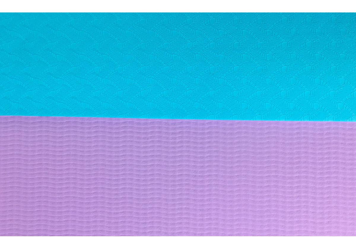 Коврик для йоги и фитнеса EasyFit TPE/TC двухслойный 6 мм Мятный/Фиолетовый (EF-1924-M/V) - фото 2