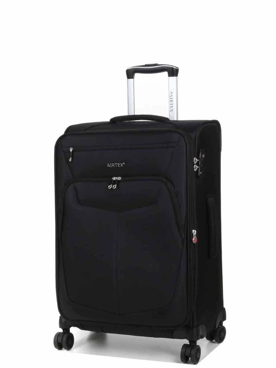 Чемодан средний AIRTEX ткань M 66х42х25 + 5 см 59 л 3 кг Черный (6903)