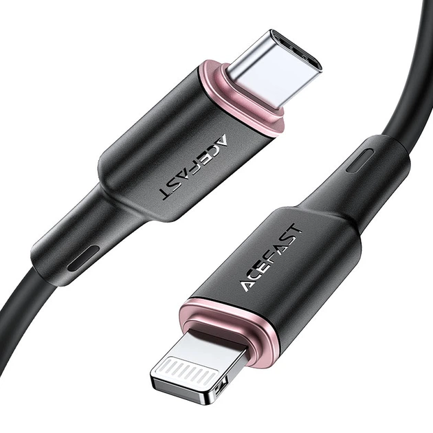 Кабель ACEFAST C2-01 Type-C to iP 3A 20 W 1,2 м silicone zinc connectors Black (KST-6974316280644)