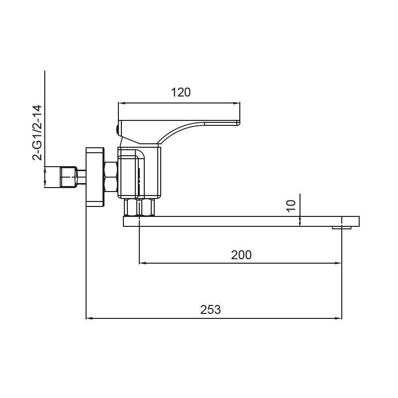 Смеситель для кухни KOER KB-73010-05 настенный Черный (KR3491) - фото 2